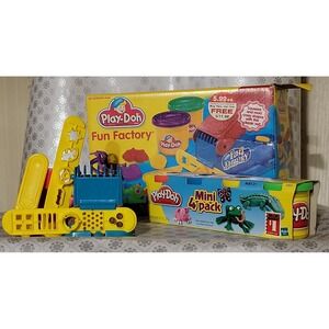 vintage Play-Doh Fun Factory Extruder Toy Set with Dough Cans